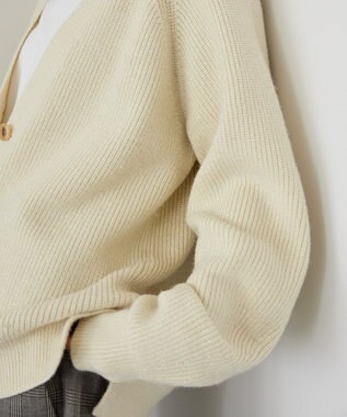 AMERICAN HOLIC バイパチラメ入りＶネック片畦ニットカーディガ Ivory