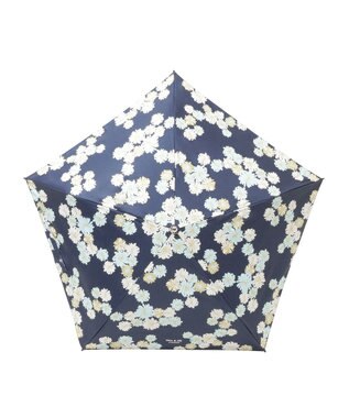 MOONBAT 【一級遮光/軽量】PAUL & JOE 晴雨兼用 日傘 折りたたみ傘 総柄クリザンテーム 遮熱 UV ネイビーブルー