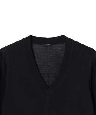 JOSEPH 【洗える】スーパーファインコットンシルク　Vネックニット Black