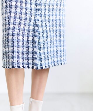 BEIGE， BERYL / ファンシーツイード Iラインスカート Navy Mix