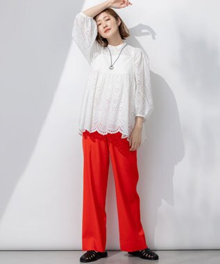 23区 【Oggi5月号掲載/洗える】リネンレーヨンストレッチ ワイド パンツ オレンジ系