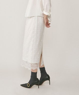 GRACE CONTINENTAL ドットチュールタイトスカート ホワイト