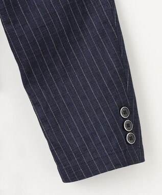 JOSEPH ABBOUD 【清涼/軽量/ストレッチ】ミックスリネンストライプジャケット ネイビー系1
