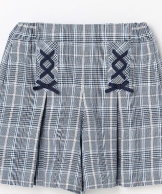 組曲 KIDS 【110-140㎝】グレンチェック キュロット サックスブルー