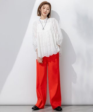 23区 【Oggi5月号掲載/洗える】リネンレーヨンストレッチ ワイド パンツ オレンジ系