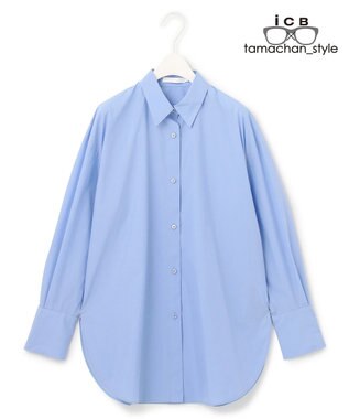 ICB L 【ICB×tamachan_style コラボ】 スタイルアップ ビッグシャツ サックスブルー系