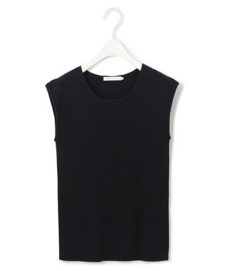 ICB L 【洗える】オーガニックコットンリブ ノースリーブプルオーバー ブラック系