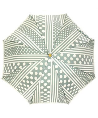 槇田商店 Kirie ドットとストライプ フォレストグリーン 長傘 緑