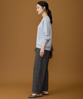 自由区 S TRギャバ裏起毛チェック柄ワイド パンツ チャコール系チェック