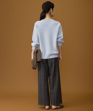 自由区 TRギャバ裏起毛チェック柄ワイド パンツ チャコール系チェック