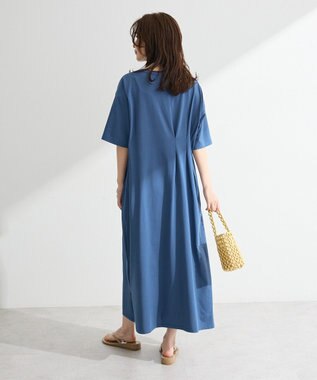 Green Parks 半袖タックカットワンピース Deep Blue