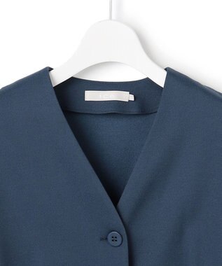 ICB 【裏起毛】 ウォームサテン カーディガンブラウス ブルーグレー系