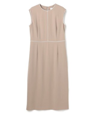 BEIGE， 【セットアップ対応】CINDY / 配色ライン クルーネックドレス Taupe x White