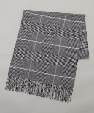 GOTAIRIKU 【カシミヤ100％】 幅広 マフラー_グレンチェック柄(40×180) グレー系8