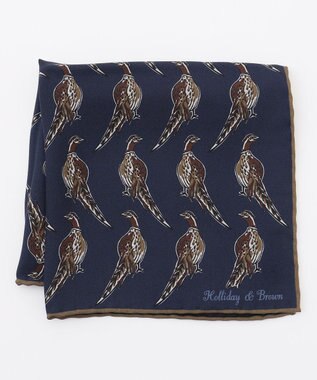 JOSEPH ABBOUD 【イタリア製・Holliday&Brown】バードグラフィックプリントポケットチーフ ネイビー系6