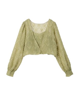 earth music&ecology ＳＥＴ２点カットジャカードカーディガン＋ビスチェ Lime Green