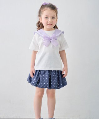 ANY KIDS 【綿100%/接触冷感】ひんやり 2WAY セーラーTシャツ オフホワイト