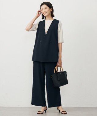 J.PRESS LADIES 【洗える・吸水速乾・接触冷感・セットアップ対応】Light ジョーゼット ジレ ダークネイビー系