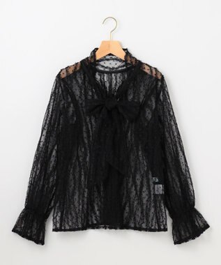 組曲 【前後着用可】チュールフリル ブラウス ブラック系