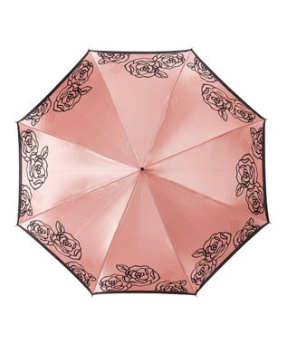 MOONBAT LANVIN COLLECTION 長傘 ローズ サテンプリント ジャンプ 耐風 ピンク