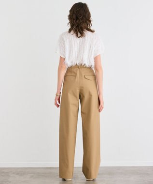 BEIGE， 【洗える】GAZANIA / コットンチノ2タックワイドパンツ Camel Beige