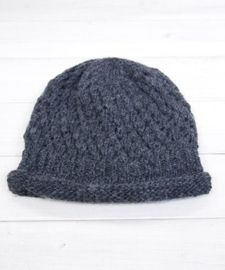 石田製帽 【防寒対策・日本製】ウールロールアップ ニット帽 チャコールグレー