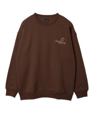 WEGO 【ユニセックス着用ITEM】ガールイラストグラフィックプルオーバー ブラウン