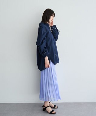 YECCA VECCA シャイニーサテンプリーツスカート Blue