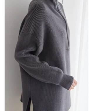 AMERICAN HOLIC バイパチハーフＺＩＰ片畦ニットプルオーバー　 Dark Gray Mixture