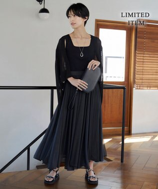 ICB 【WEB限定・洗える】SheerGloss スカート チャコール系