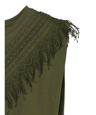 Green Parks ・ＳＵＧＡＲ　ＳＰＯＯＮ　フリンジフレンチＴシャツ Khaki