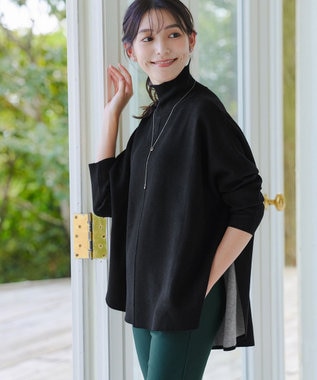 Tiaclasse 【洗える】リバーシブルWフェイスポンチョ風ニット