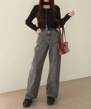 WEGO 【XS～Lサイズ展開/美脚】ストレートデニムパンツ ブラックその他