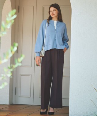 ANY スウェットライクニットカーディガン ライトブルー