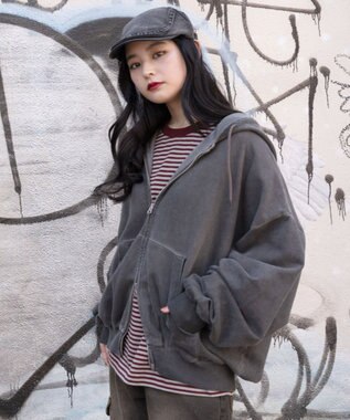 WEGO 【ユニセックス着用ITEM/MLサイズ展開】バルーンBIGダブルZIPパーカー ブラックその他