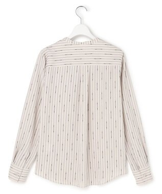 ICB 【新色追加・WEB限定】BackSatinAmunzen キーネックブラウス トープベース×ストライプチェーン柄