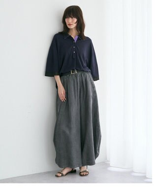 YECCA VECCA デニムコクーンドレープパンツ Black