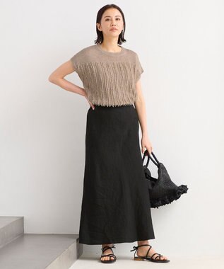 自由区 【XSサイズ～】ブライトリネンオックス スカート ブラック系