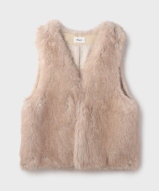GRACE CONTINENTAL フェイクフォックスファ－ベスト ベージュ