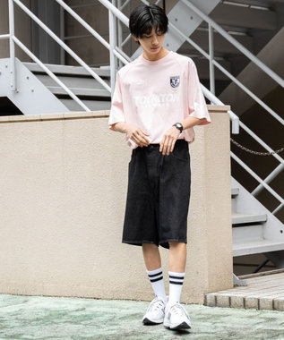 WEGO 【ウエストゴム/手洗い可】デニムバギーショーツ ブラック