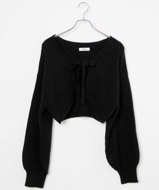 WEGO リボンニットボレロ ブラック