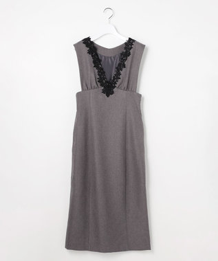 Feroux 美シルエットレース ジャンパースカート グレー系