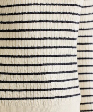 Green Parks プチケーブルクルーネックニットプルオーバー Border