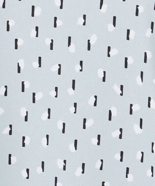 ICB 【先行予約】BackSatinAmunzen 5分袖配色ボウタイブラウス サックスグレー×ミックスモチーフドット