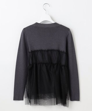 Feroux 【洗える】チュールコンビ プルオーバーニット ブラック系