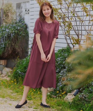 Tiaclasse 【洗える・XSサイズ】裾切替マーメイドフレアワンピース ディープピンク