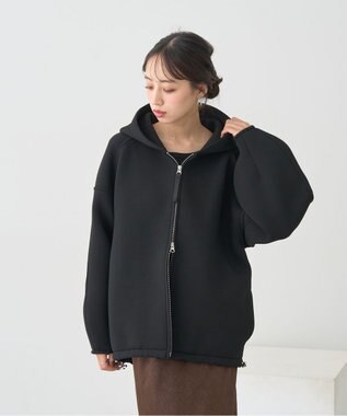 earth music&ecology 【軽量】ダンボールニットフーディーブルゾン Black