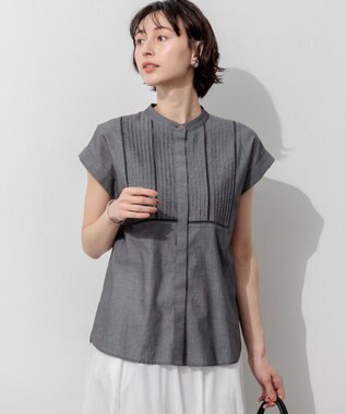 23区 【先行予約】デニムローン ピンタック フレンチスリーブ ブラウス グレー系