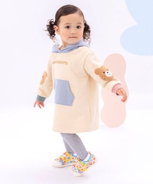 MIKI HOUSE HOT BISCUITS 【80-120cm】【NEW Color Series】裏毛パイル素材 パステルカラー フーディワンピース マルチカラー