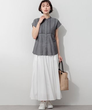 23区 【先行予約】デニムローン ピンタック フレンチスリーブ ブラウス グレー系